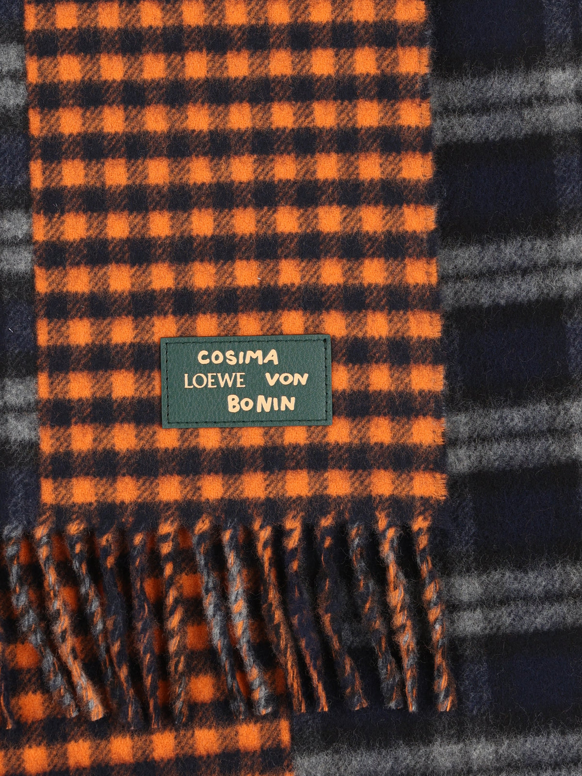 Loewe Women's Wool Cashmere Scarf in Blue and Orange - view 2