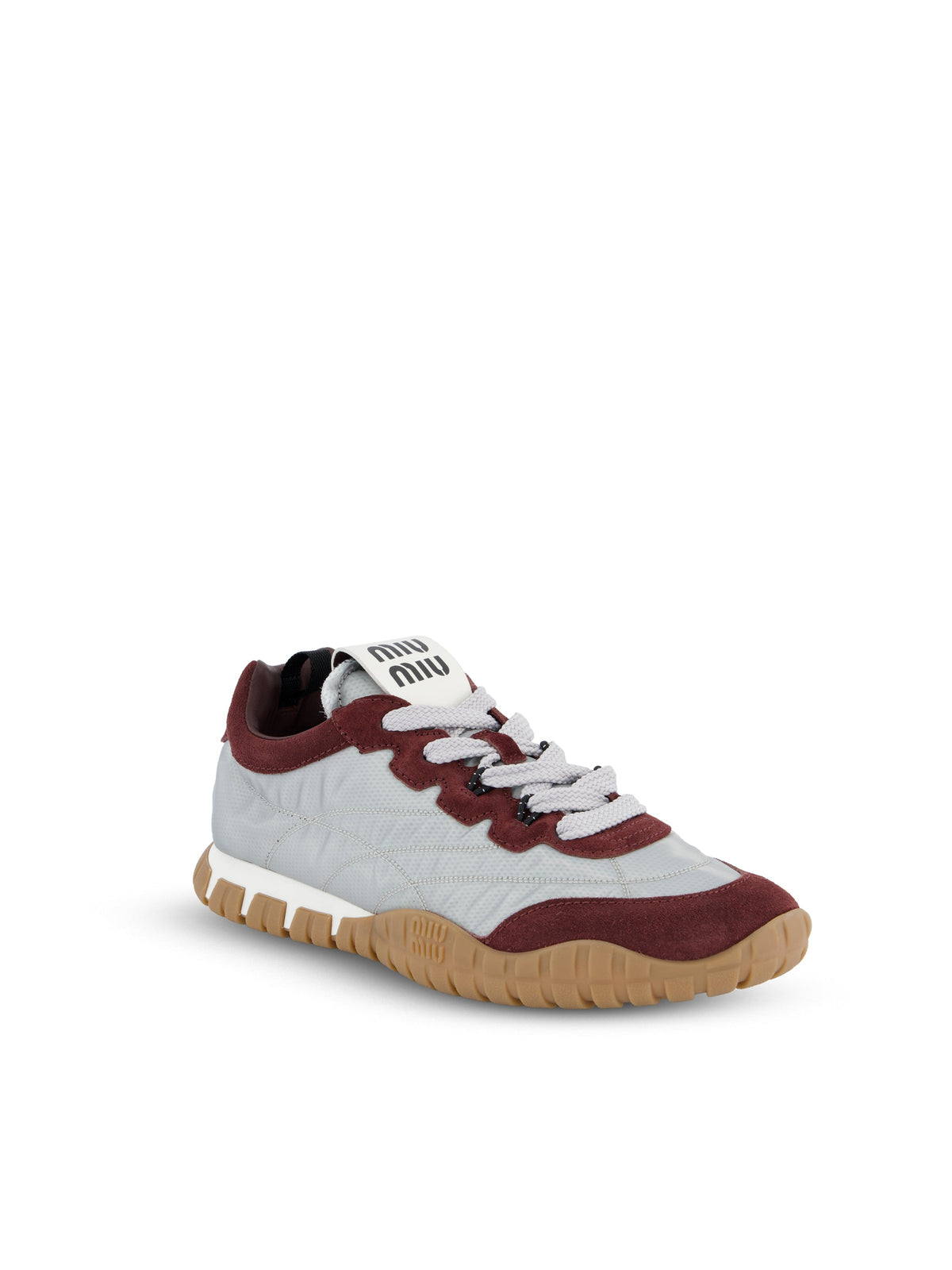 Miu Miu Women's Suede Sneakers in Aluminium and Red - view 2