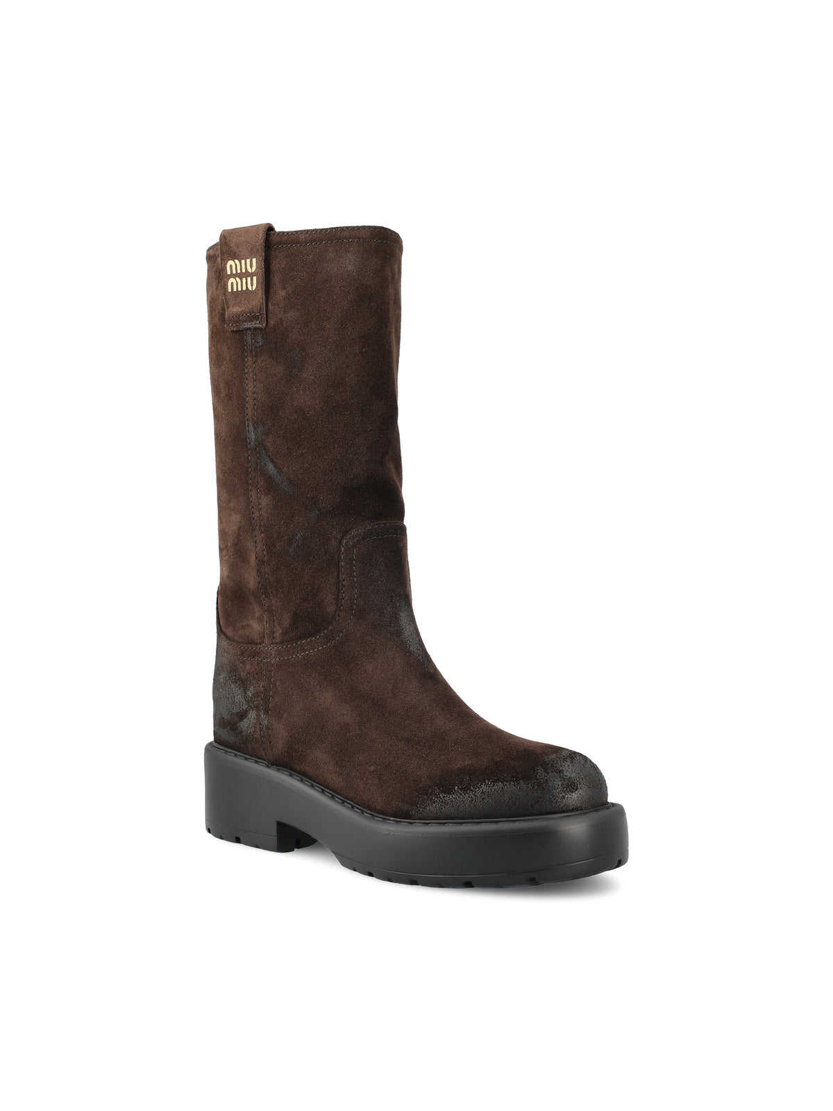 Miu Miu Women's Suede High Boots in Dark Brown - view 2