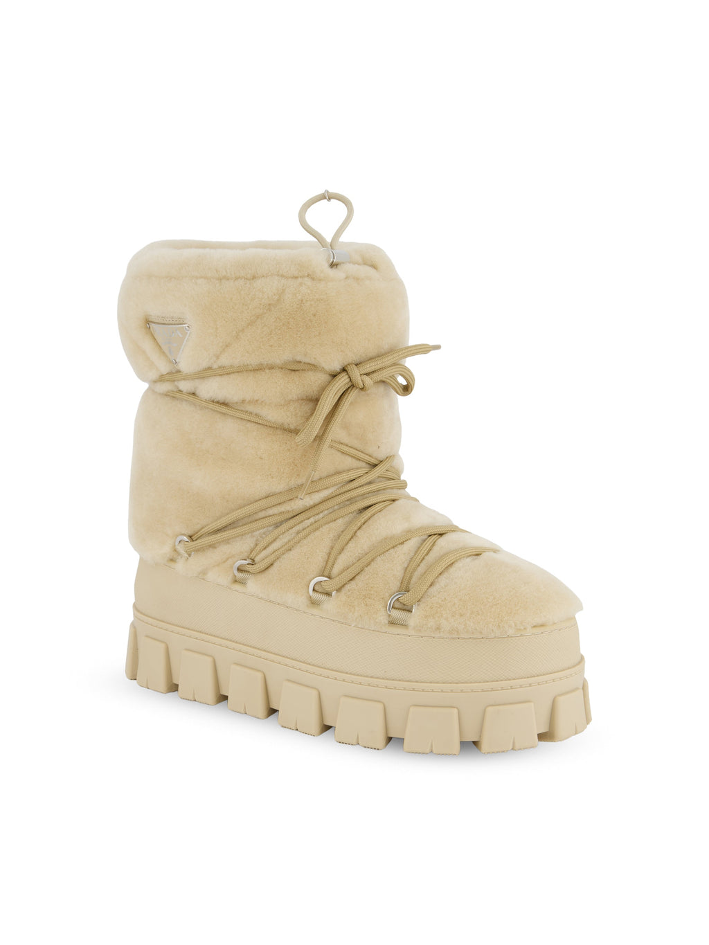 Prada Women's Shearling Apres-Ski Boots in Ecru - view 2