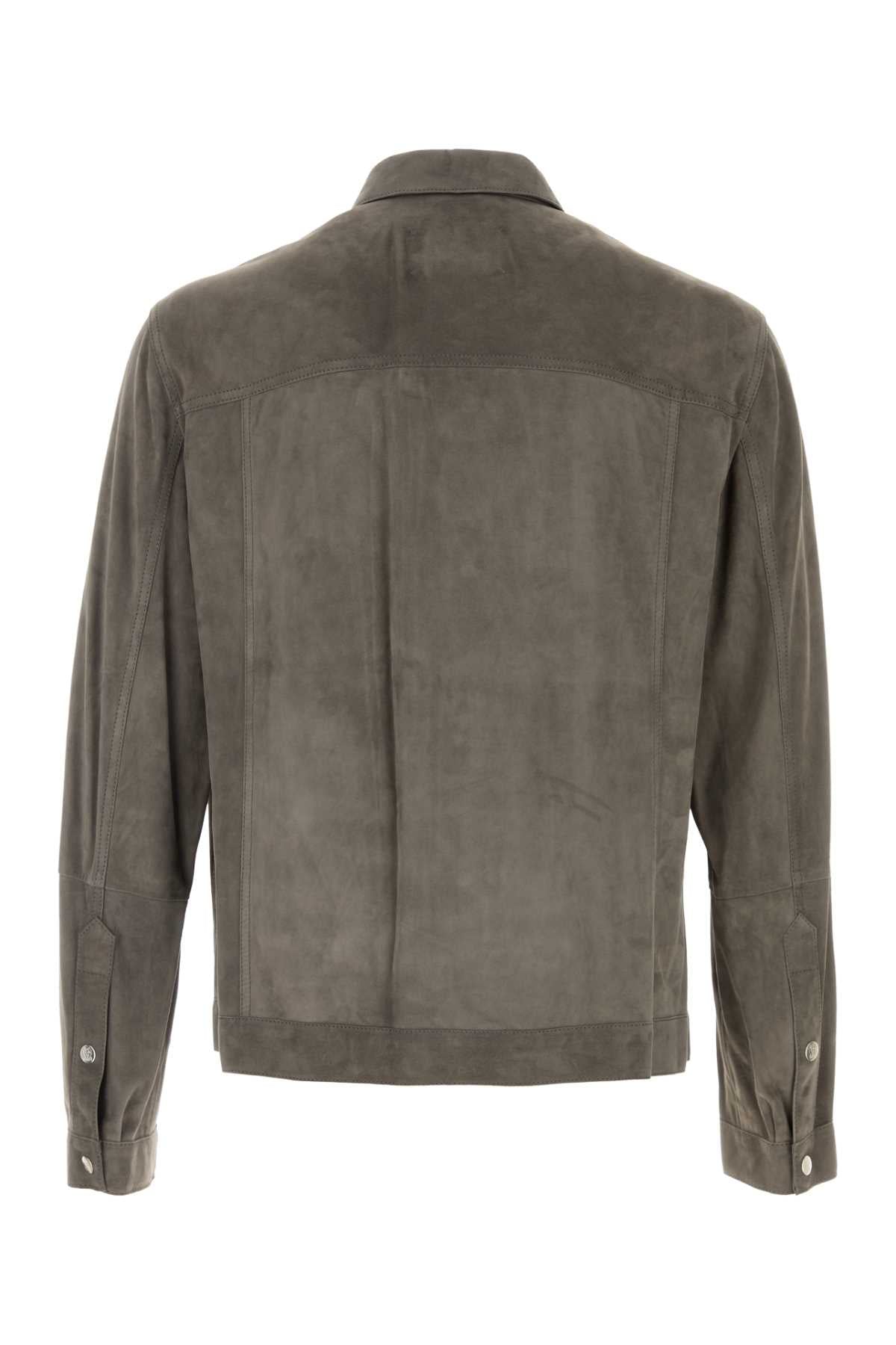 Brunello Cucinelli Men's Leather Overshirt in Grey - image 2