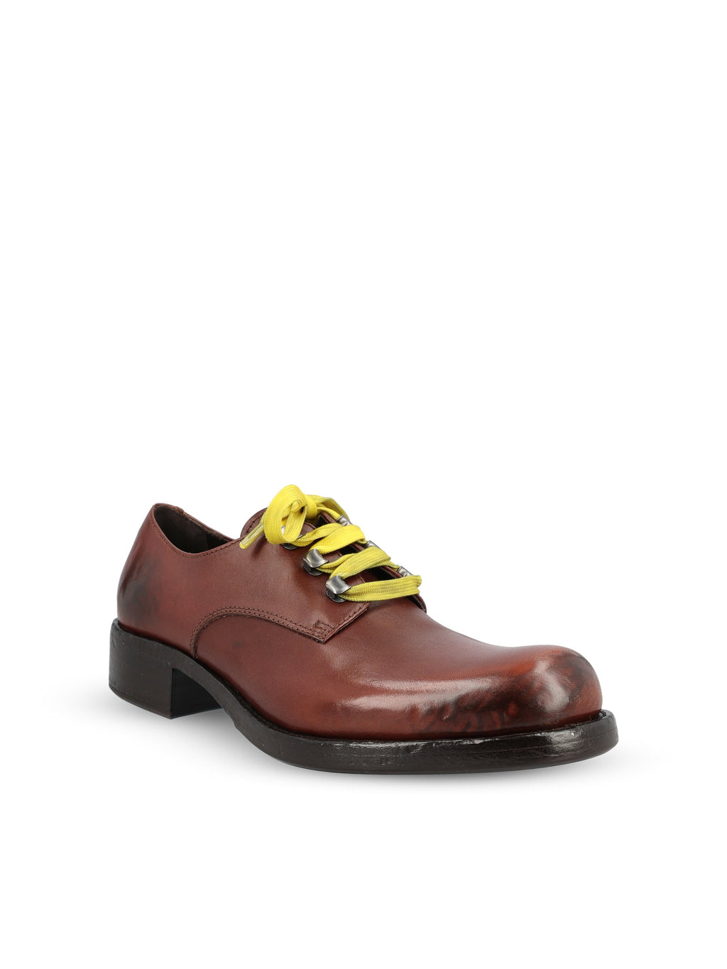 Prada Women's Antique Leather Lace-Up Shoes in Brown - view 2