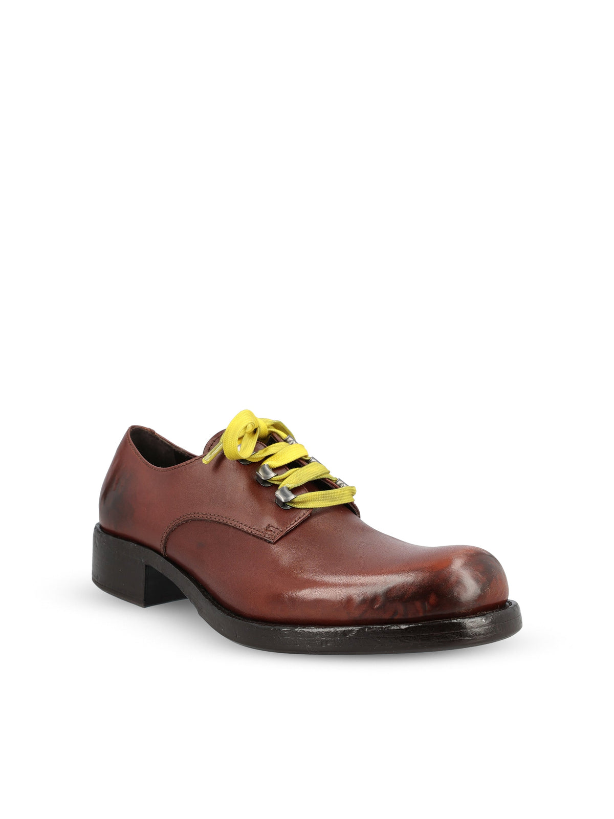 Prada Women's Antique Leather Lace-Up Shoes in Brown - view 2