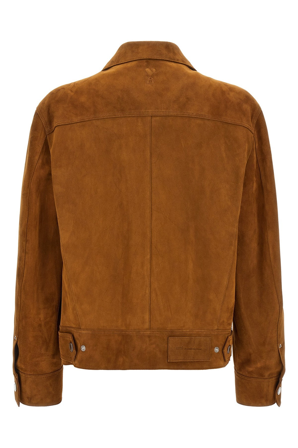 Ami Paris Men's Trucker Jacket in Brown Leather - view 2