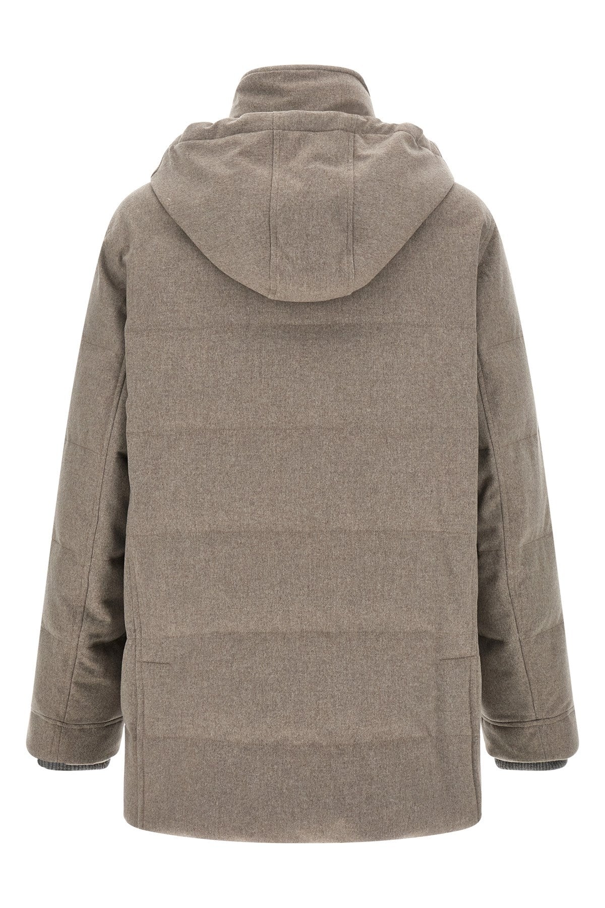 Brunello Cucinelli Men's Wool Flannel Parka in Beige - view 2