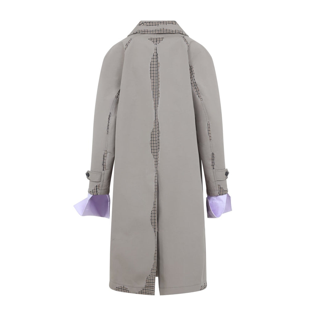 Prada Women's Cotton Houndstooth Trim Coat in Grey