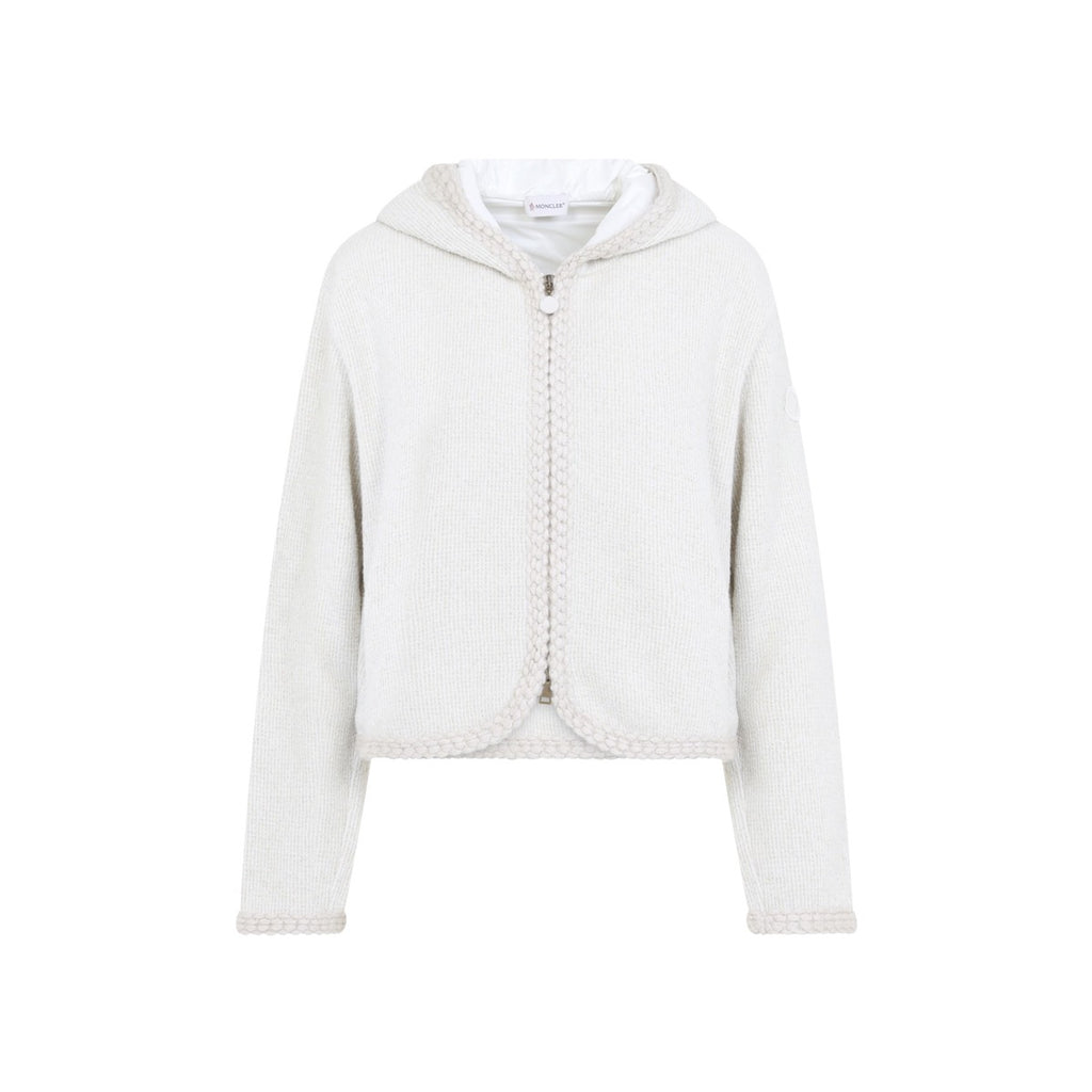 Moncler Women's Wool Blend Zip Cardigan in White