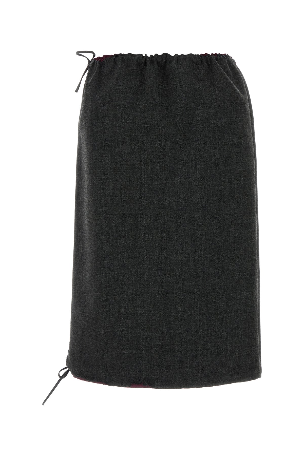 Prada Women's Wool Drawstring Skirt in Charcoal - image 2