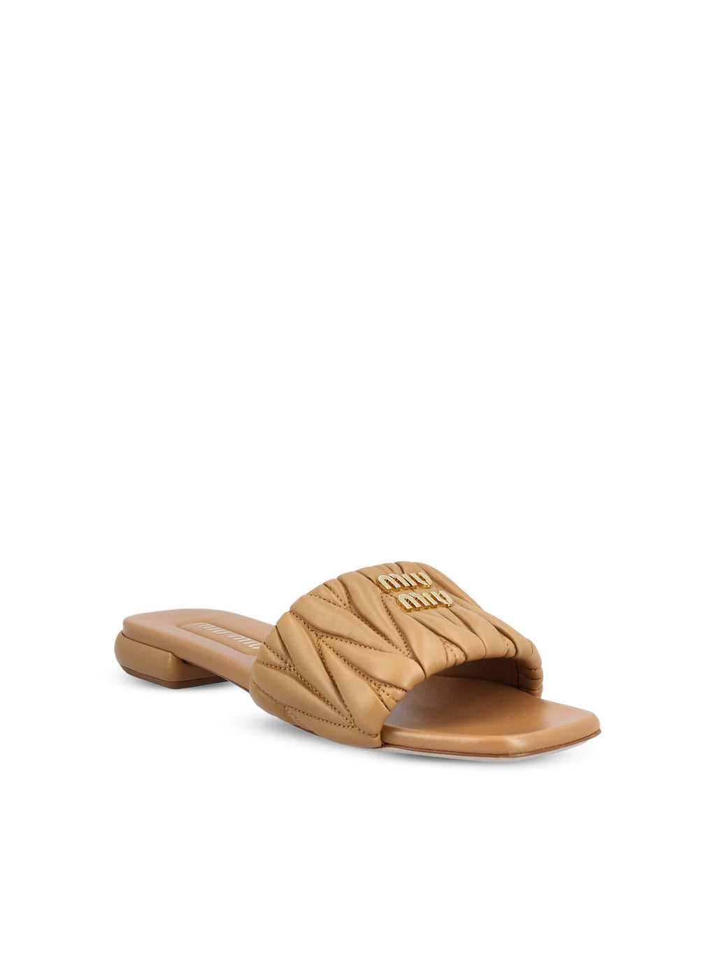 Miu Miu Women's Quilted Nappa Sandals in Brown - view 2