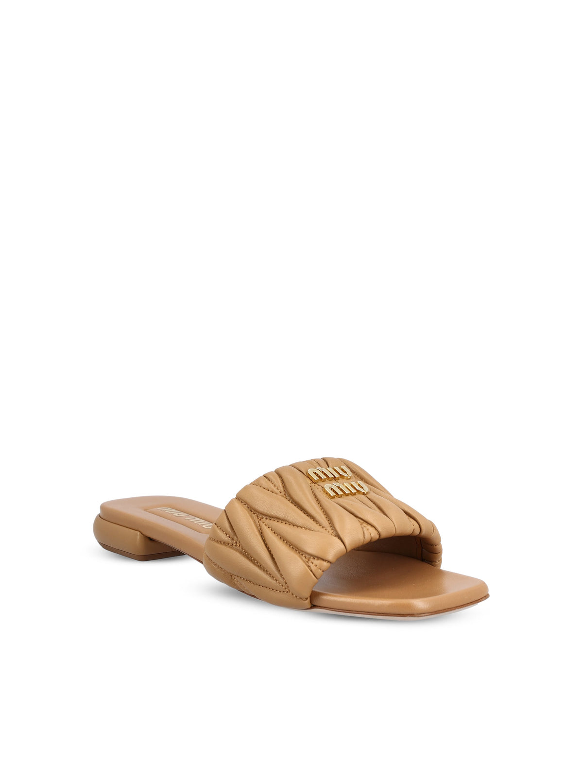 Miu Miu Women's Quilted Nappa Sandals in Brown - view 2