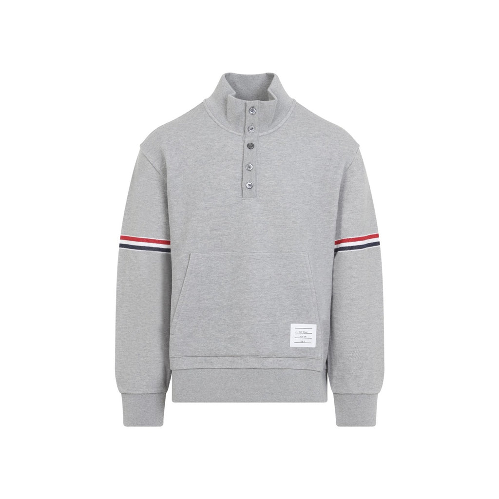 Thom Browne Men's Cotton Funnel Neck Pullover in Grey