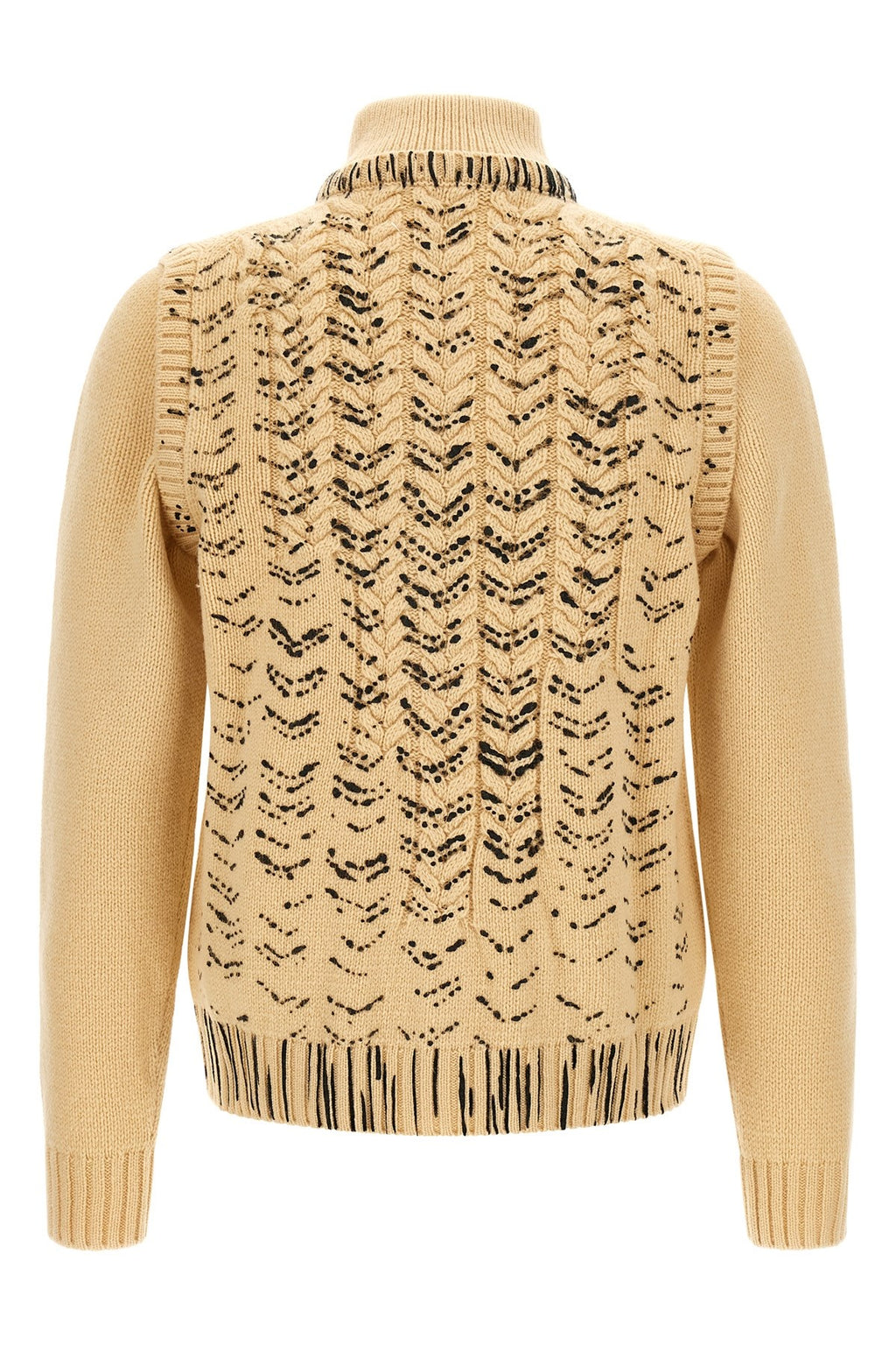 Maison Margiela Men's Openwork Knit Cardigan in Beige Wool - view 2