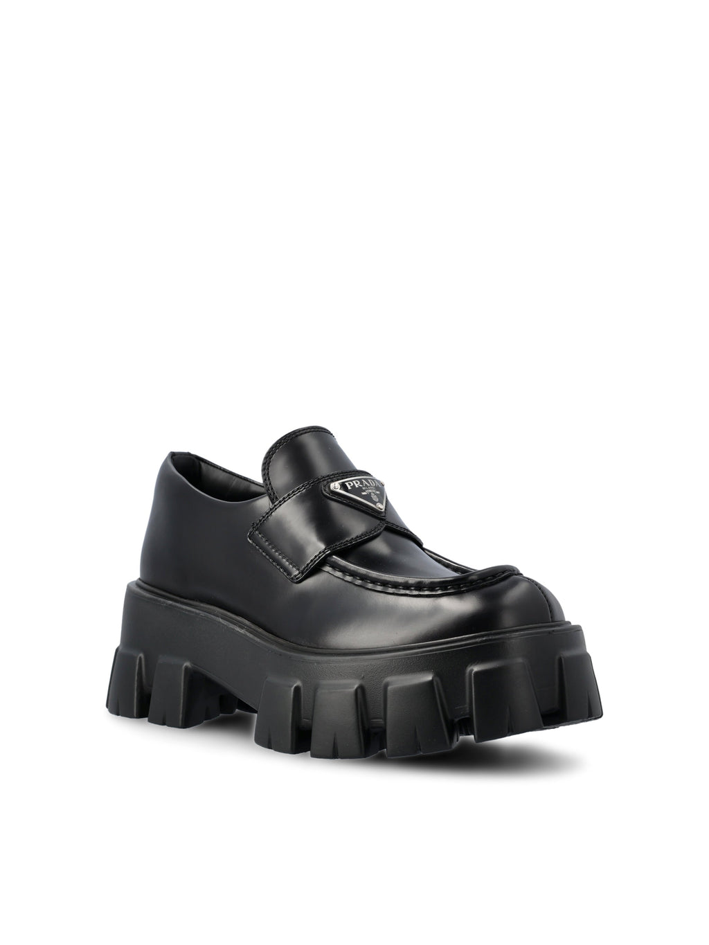 Prada Women's Monolith Brushed Leather Loafers in Black - view 2