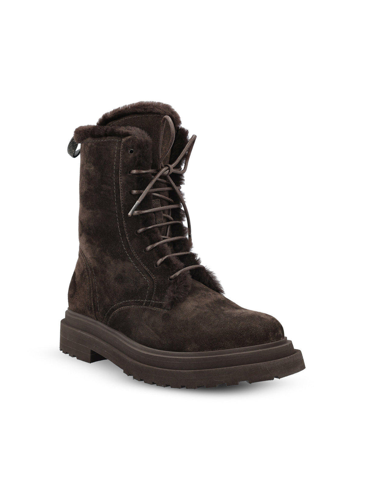 Brunello Cucinelli Women's Suede Lace-Up Boots in Brown - view 2