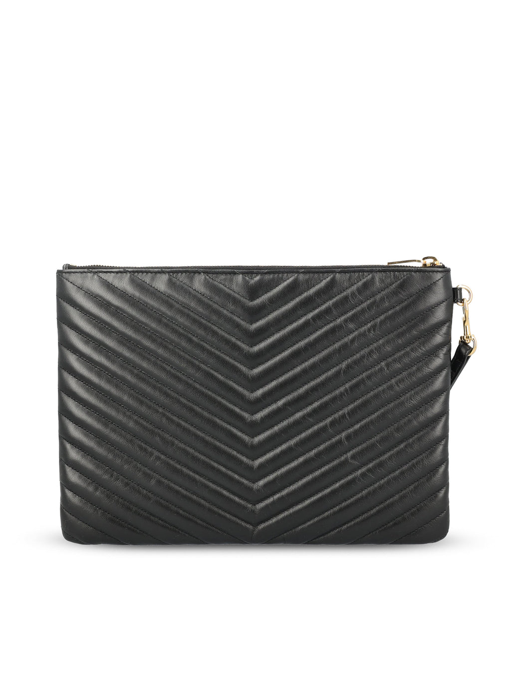 Saint Laurent Women's Leather Tablet Pouch in Black - view 2