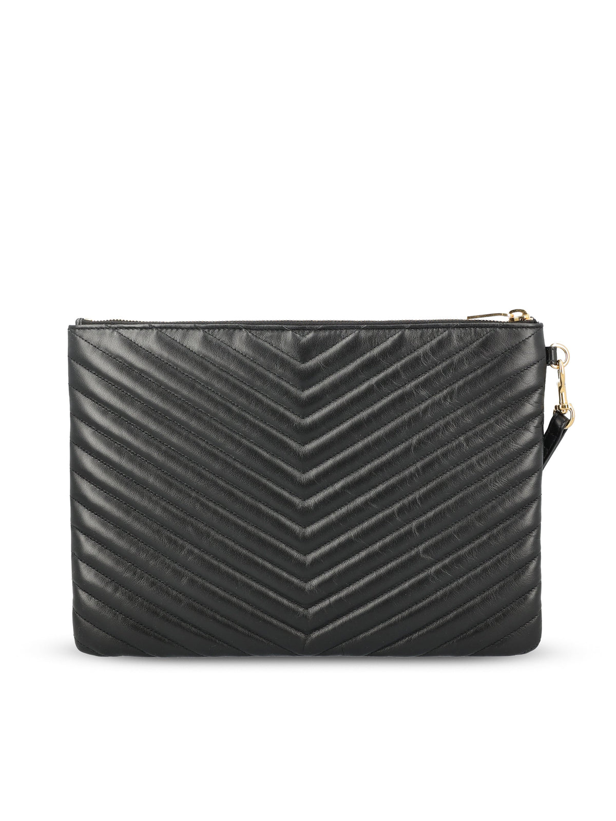 Saint Laurent Women's Leather Tablet Pouch in Black - view 2