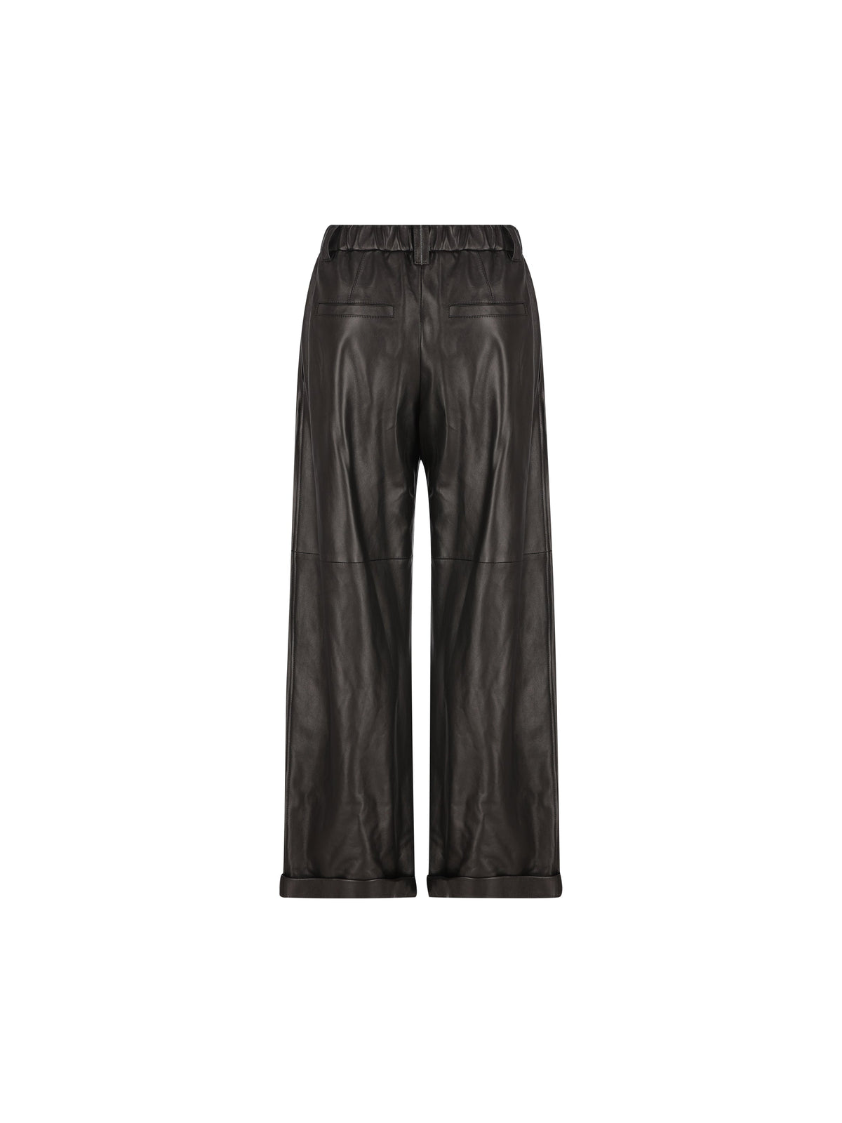 Brunello Cucinelli Women's Nappa Baggy Trousers in Black - view 2
