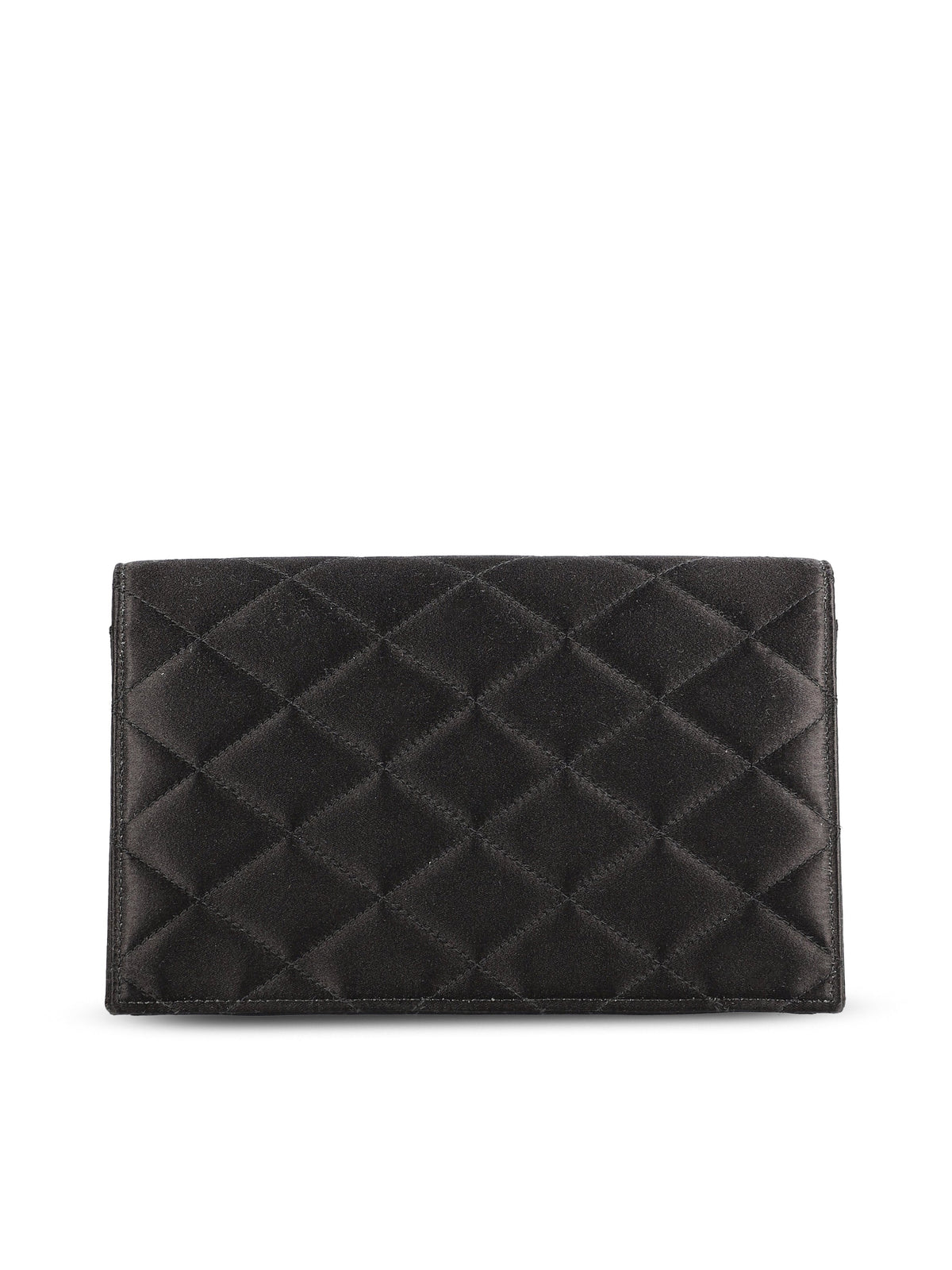 Saint Laurent Women's Silk Satin Paris Pouch in Black - view 2