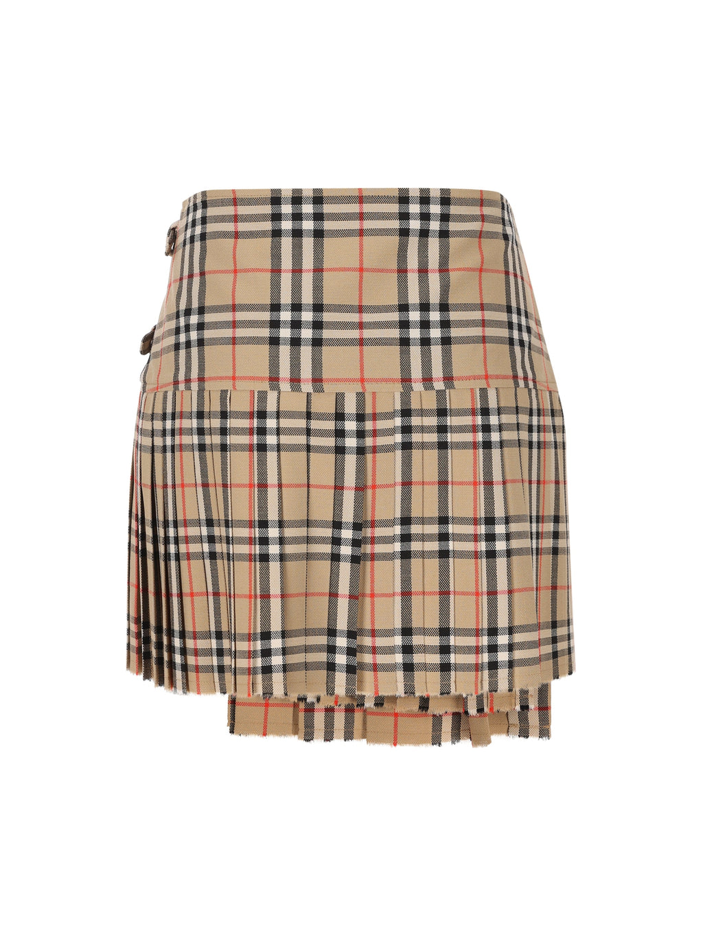 Burberry Women's Check Wool Mini Kilt in Beige - view 2