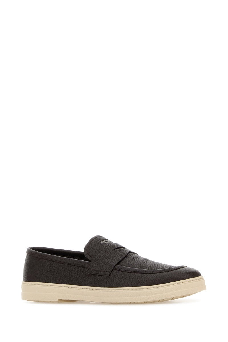Prada Men's Leather Loafers in Dark Brown