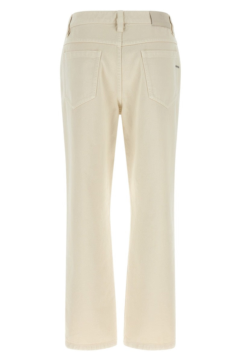 Brunello Cucinelli Women's Cotton Canvas Jeans in Beige