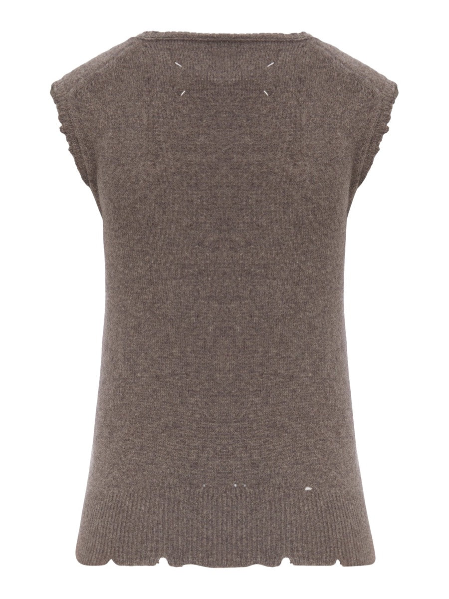 Maison Margiela Women's Knit Vest in Taupe