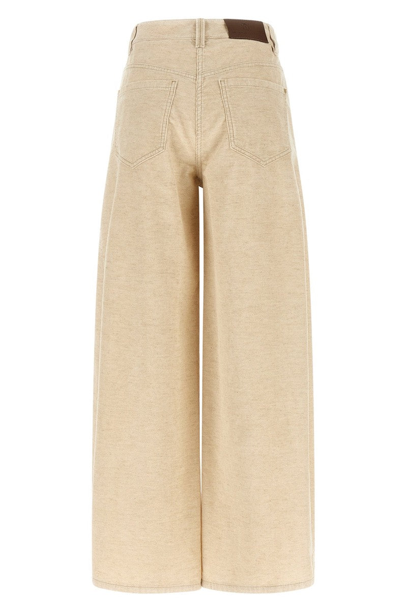 Brunello Cucinelli Women's Corduroy Trousers in Beige