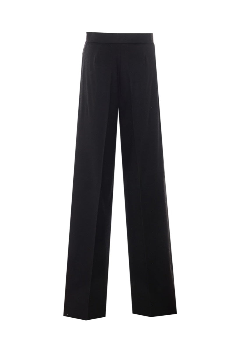 Max Mara Women's Camel Hair Wide-Leg Pants in Black