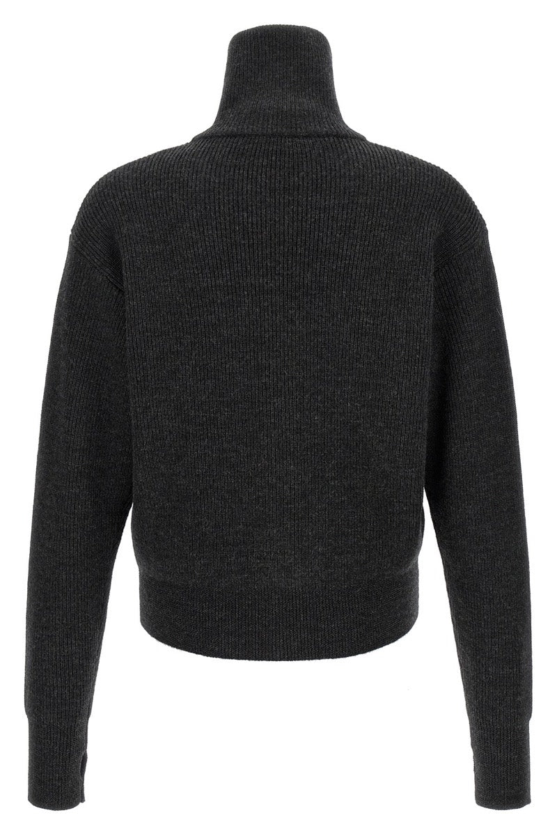 Lemaire Men's Virgin Wool Zip Cardigan in Grey