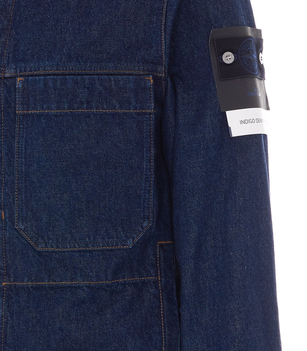 Stone Island Men's Cotton Denim Jacket in Blue