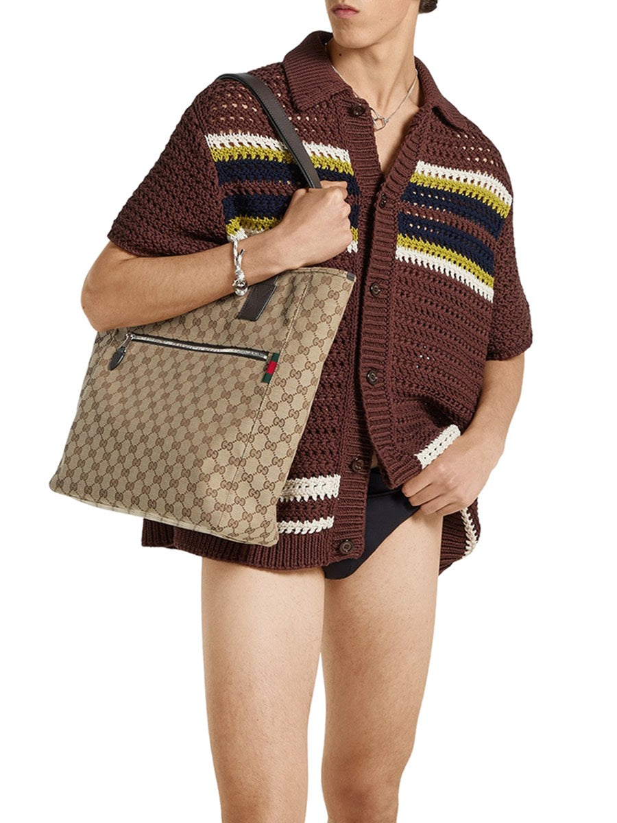 Gucci Men's GG Fabric Shopping Bag in Beige