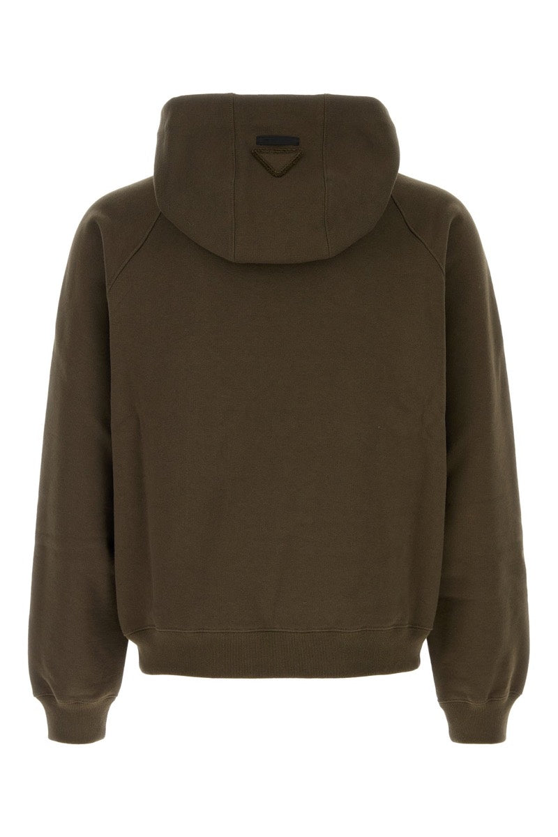 Prada Men's Cotton Sweatshirt in Olive Green