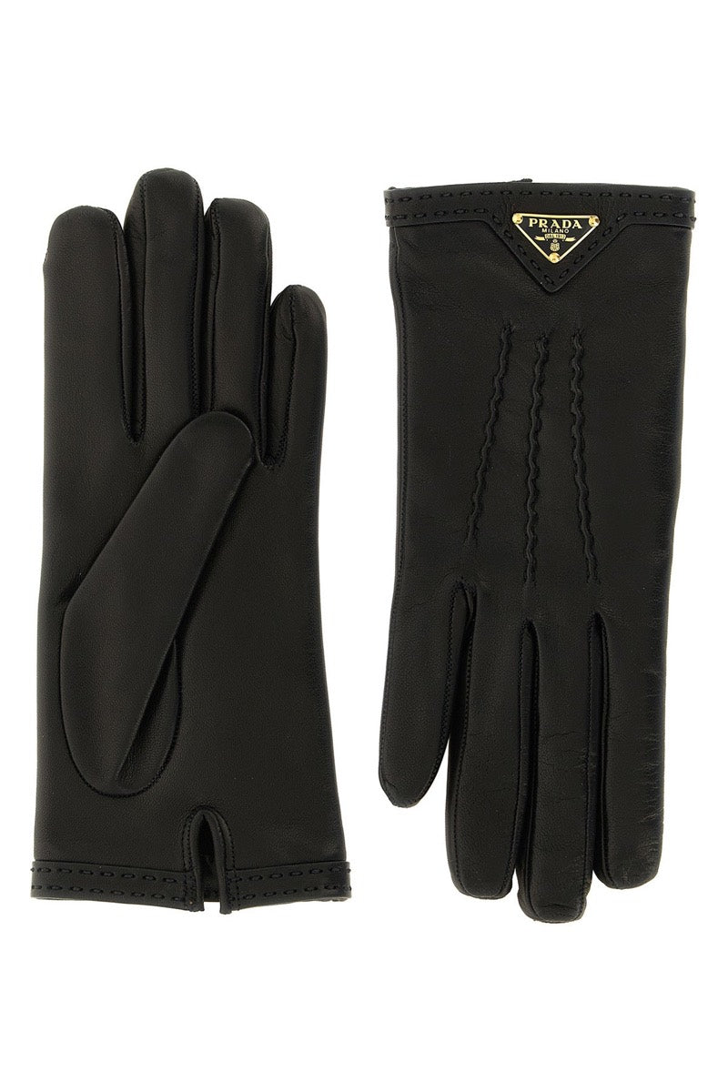 Prada Women's Nappa Leather Gloves in Black