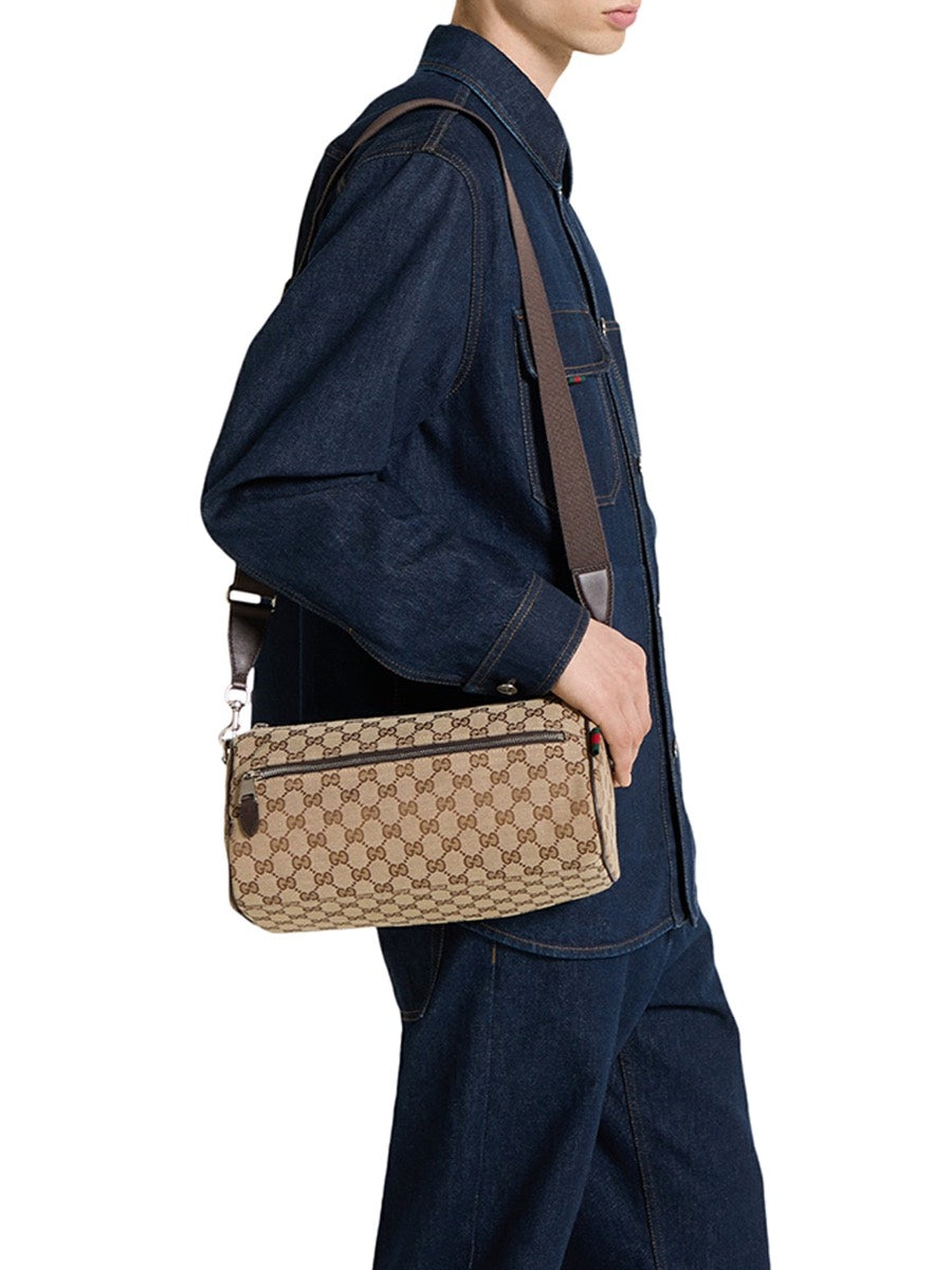 Gucci Men's Leather Cylindrical Bag in Beige