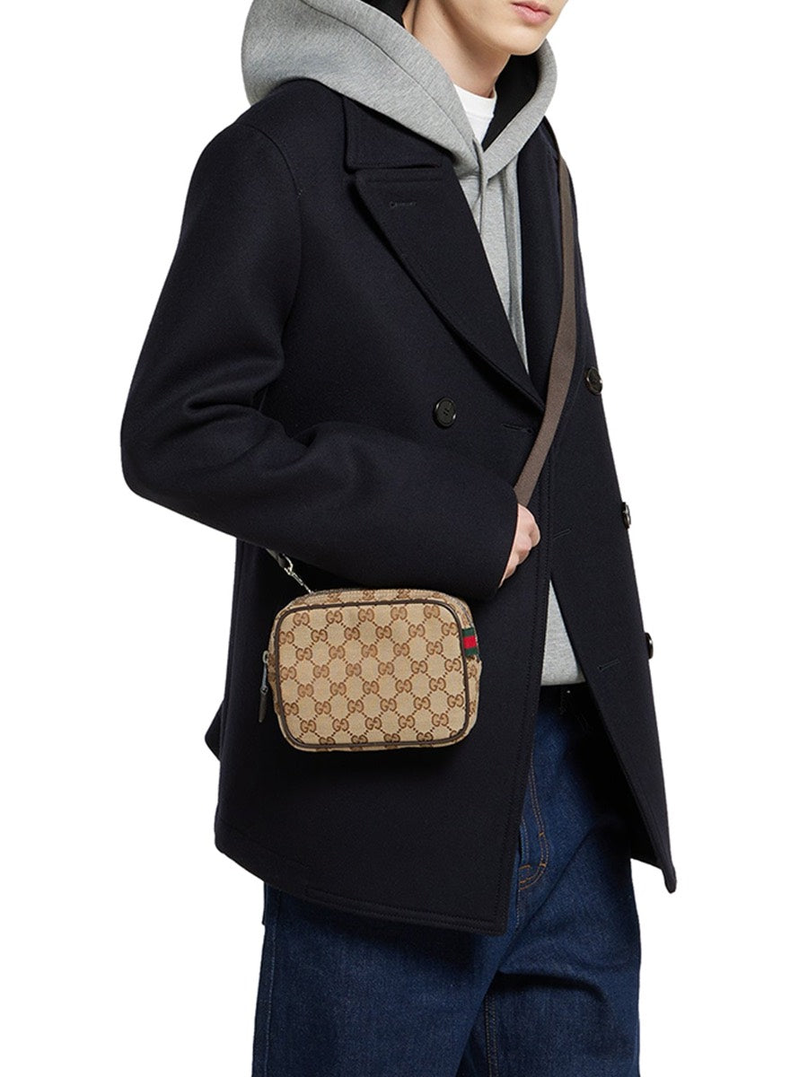 Gucci Men's Canvas Mini GG Bag in Beige