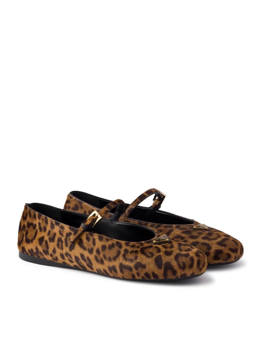 Prada Women's Calf Leather Ballerina Flats in Honey