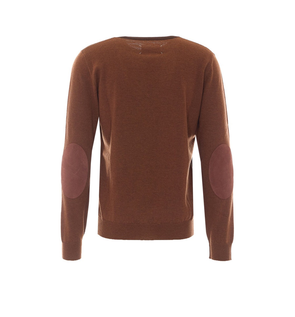 Maison Margiela Men's Wool Bicolor Sweater in Brown