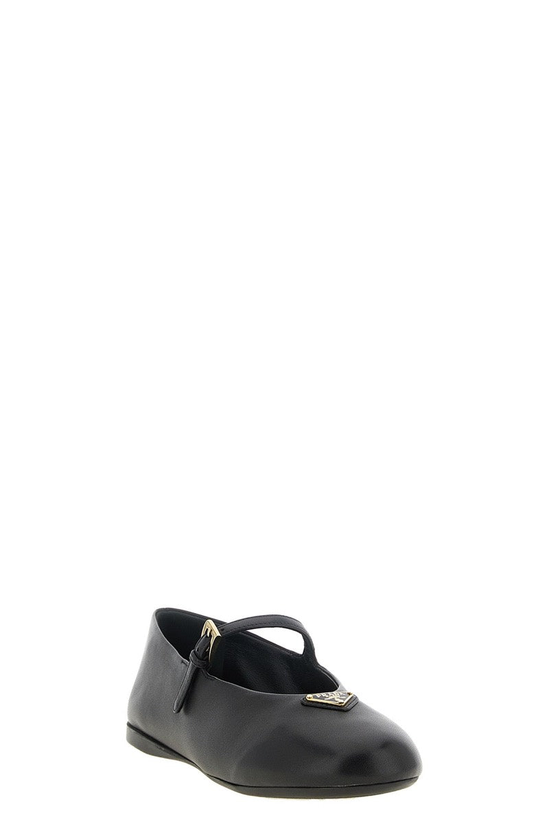 Prada Women's Nappa Leather Ballet Flats in Black
