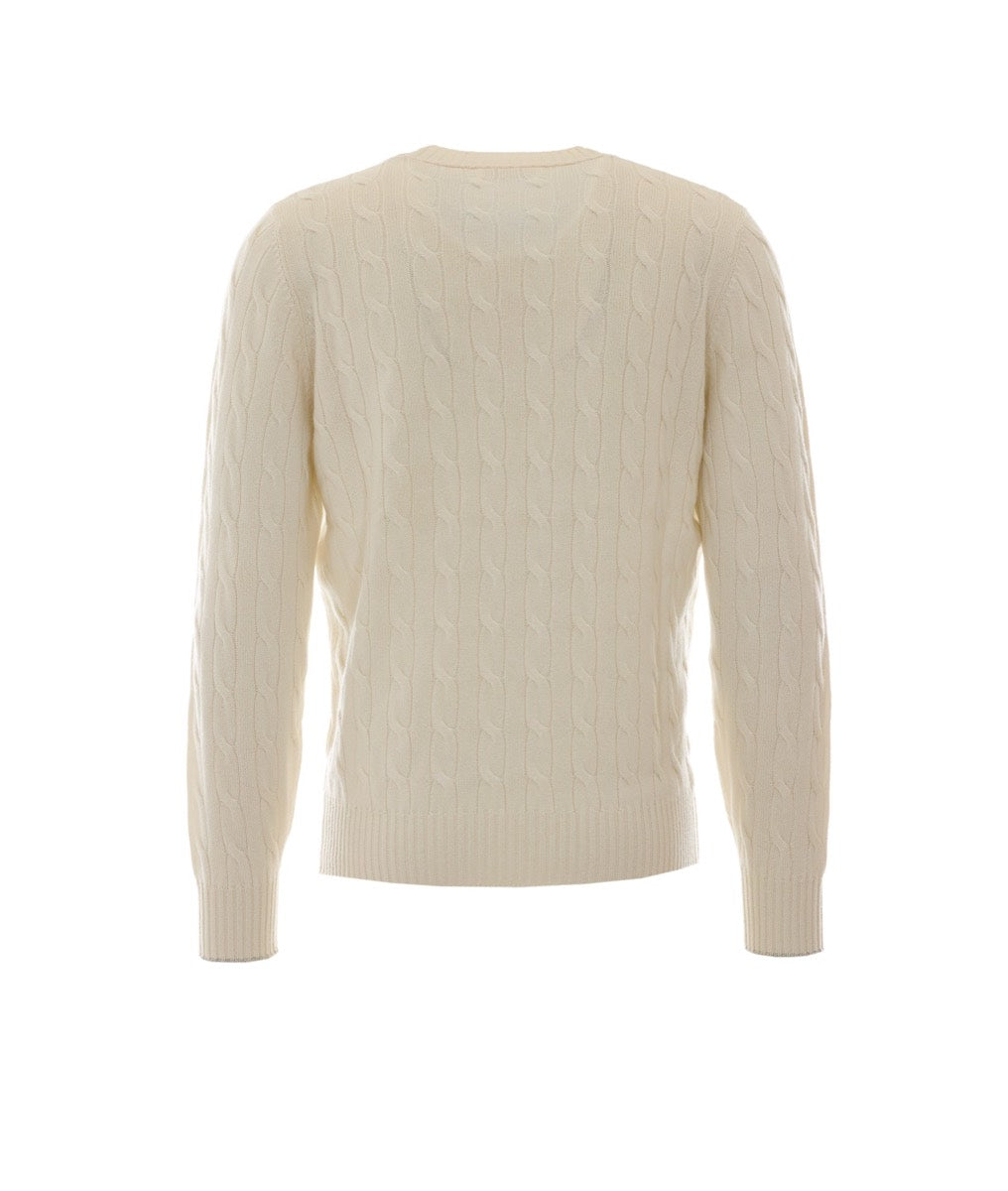 Brunello Cucinelli Men's Cashmere Sweater in White