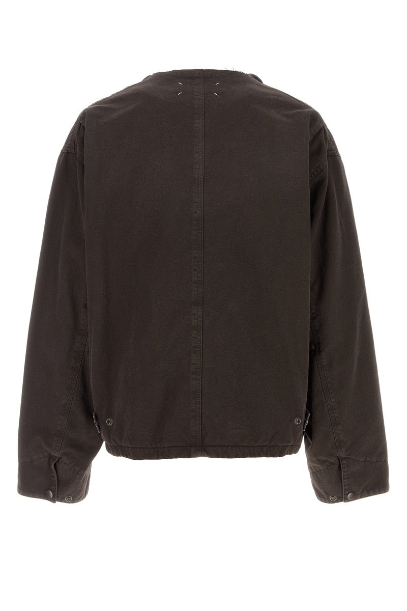 Maison Margiela Men's Canvas Jacket in Dark Brown