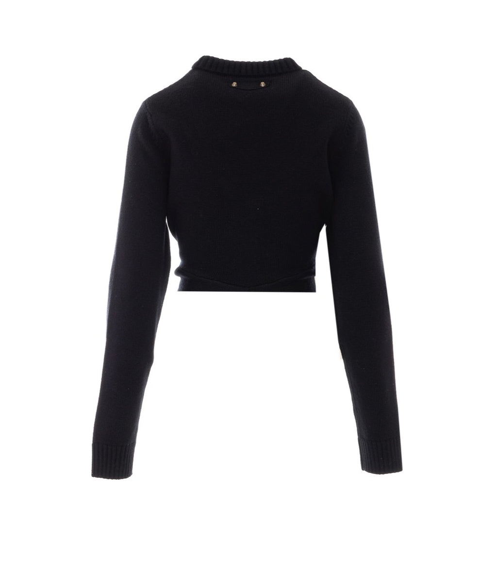 Balenciaga Women's Wool Cropped Sweater in Black