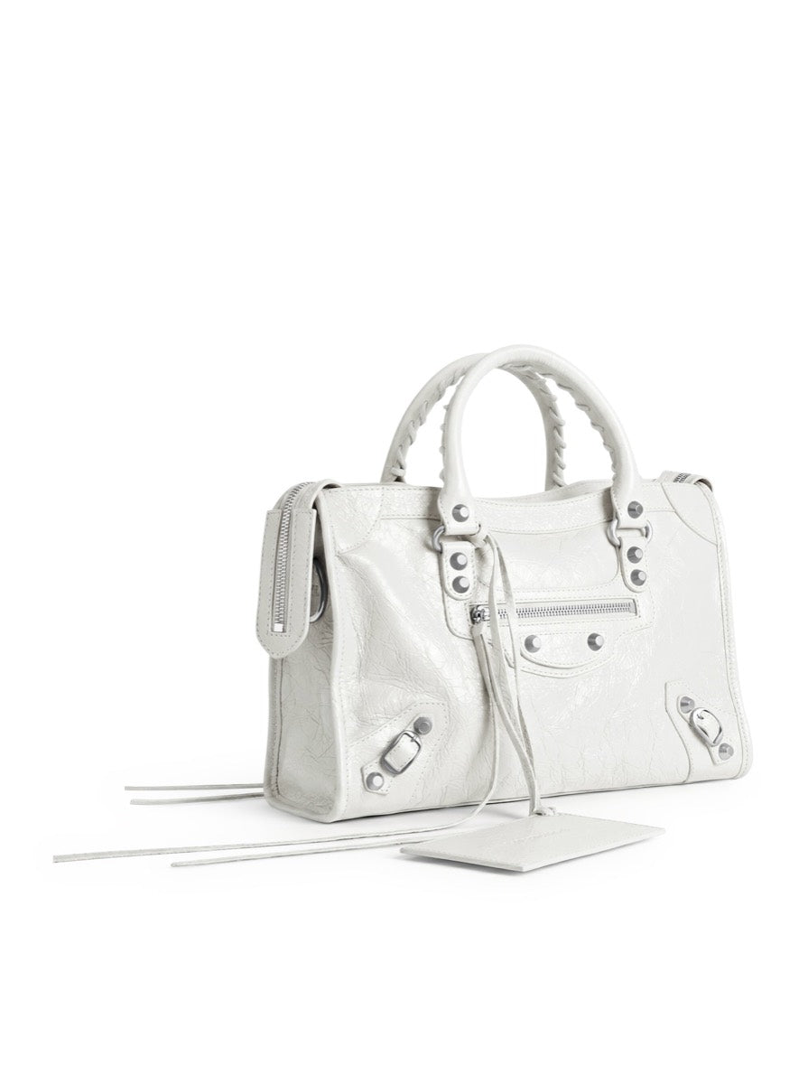Balenciaga Women's Lambskin Le City Bag in Optic White