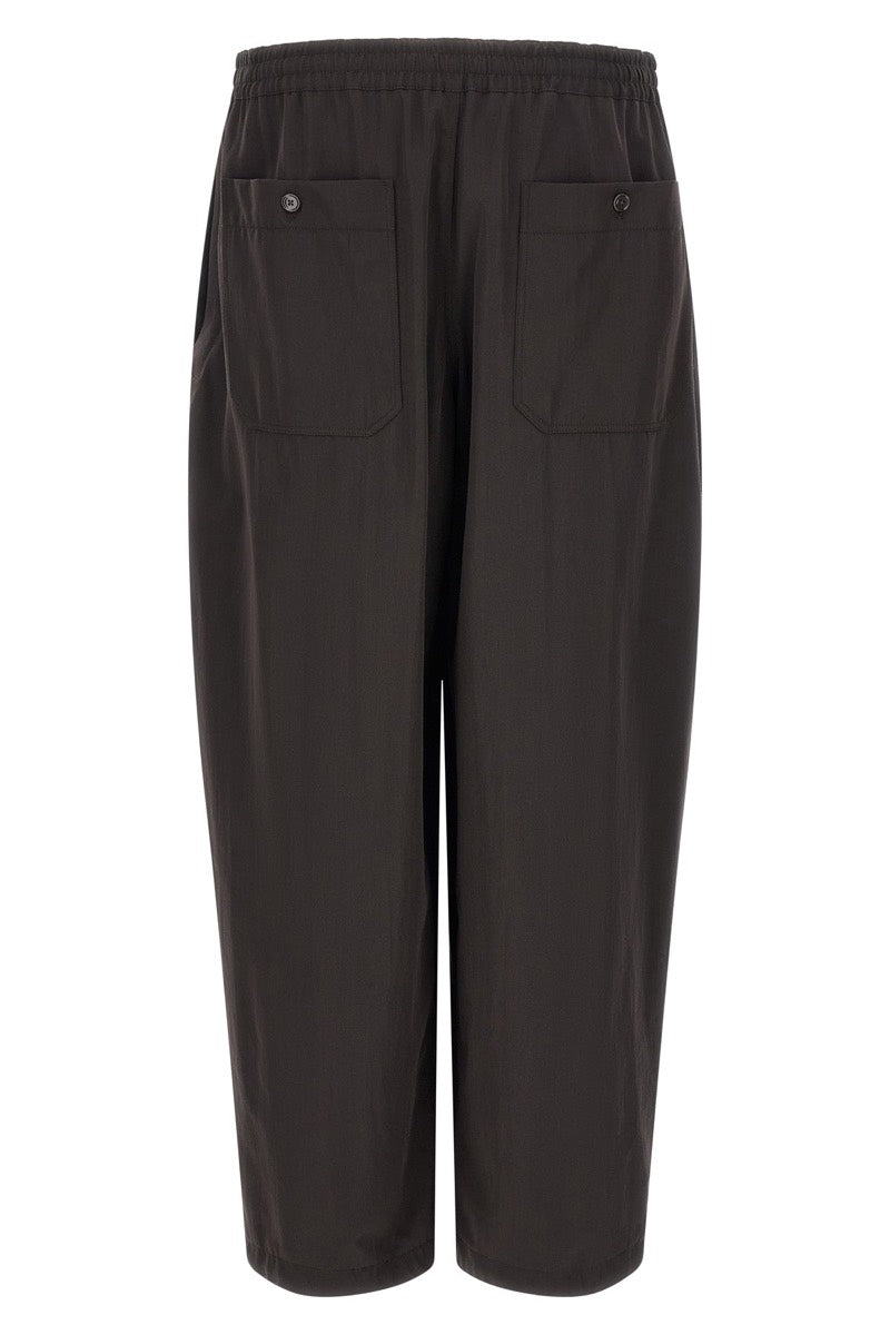 Lemaire Men's Wool Gabardine Trousers in Brown