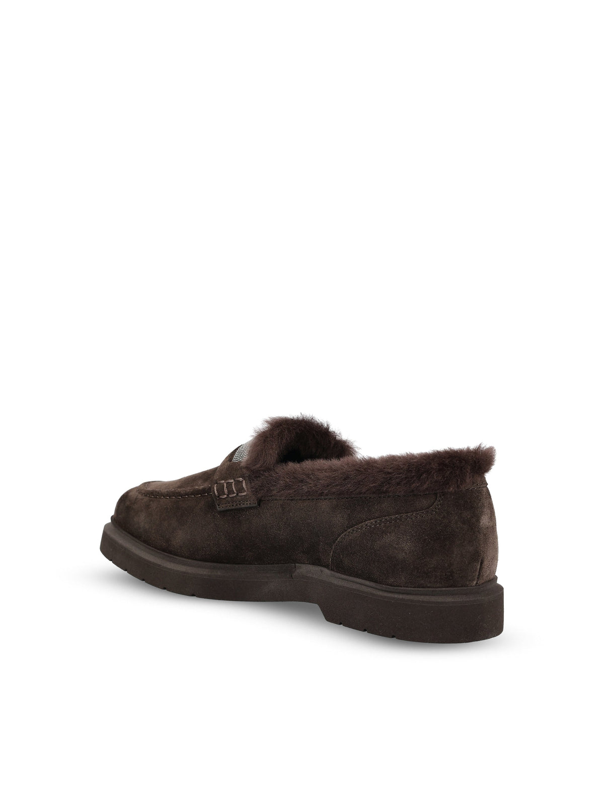 Brunello Cucinelli Women's Suede Penny Loafers in Brown - view 3