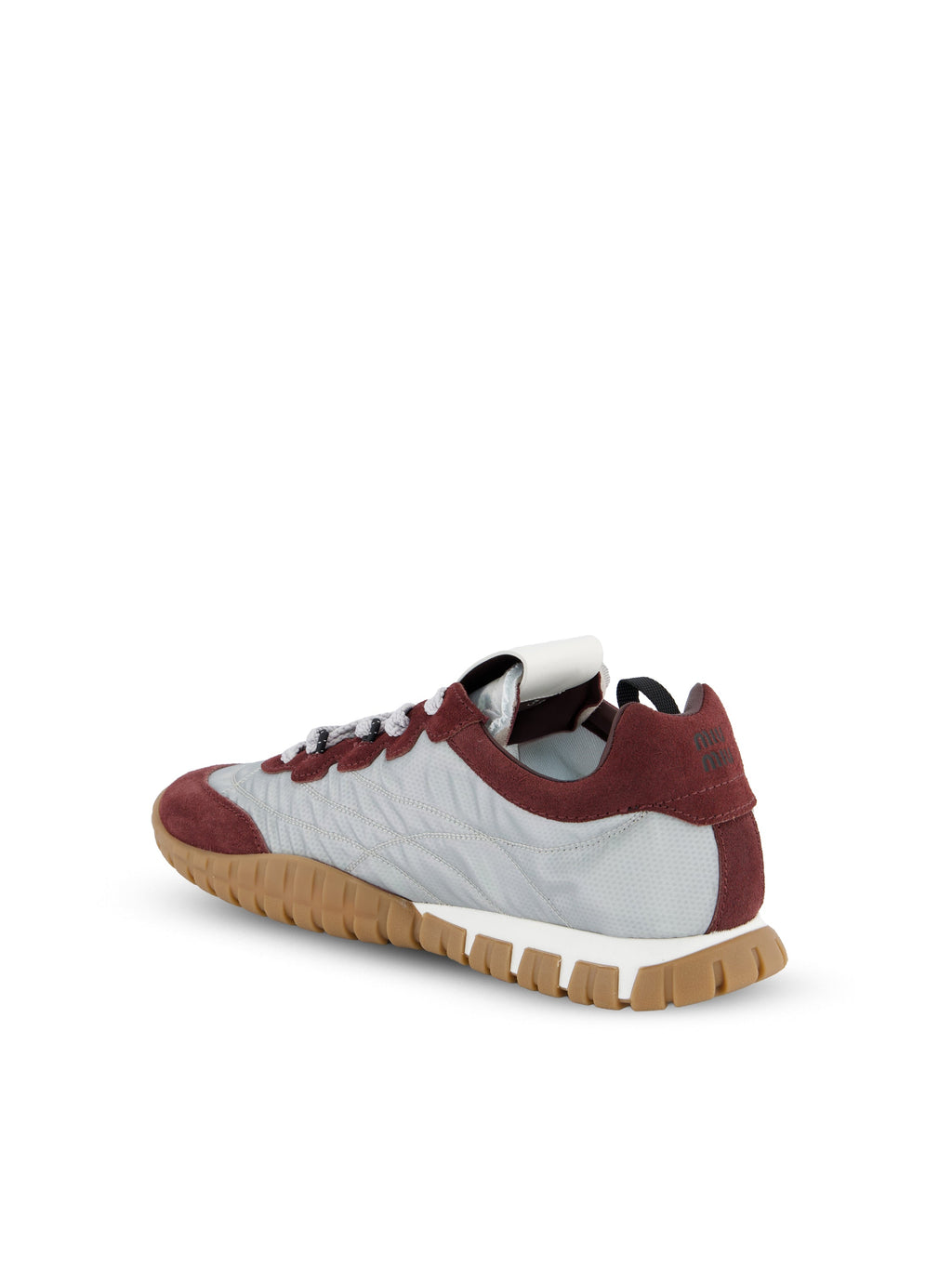 Miu Miu Women's Suede Sneakers in Aluminium and Red - view 3