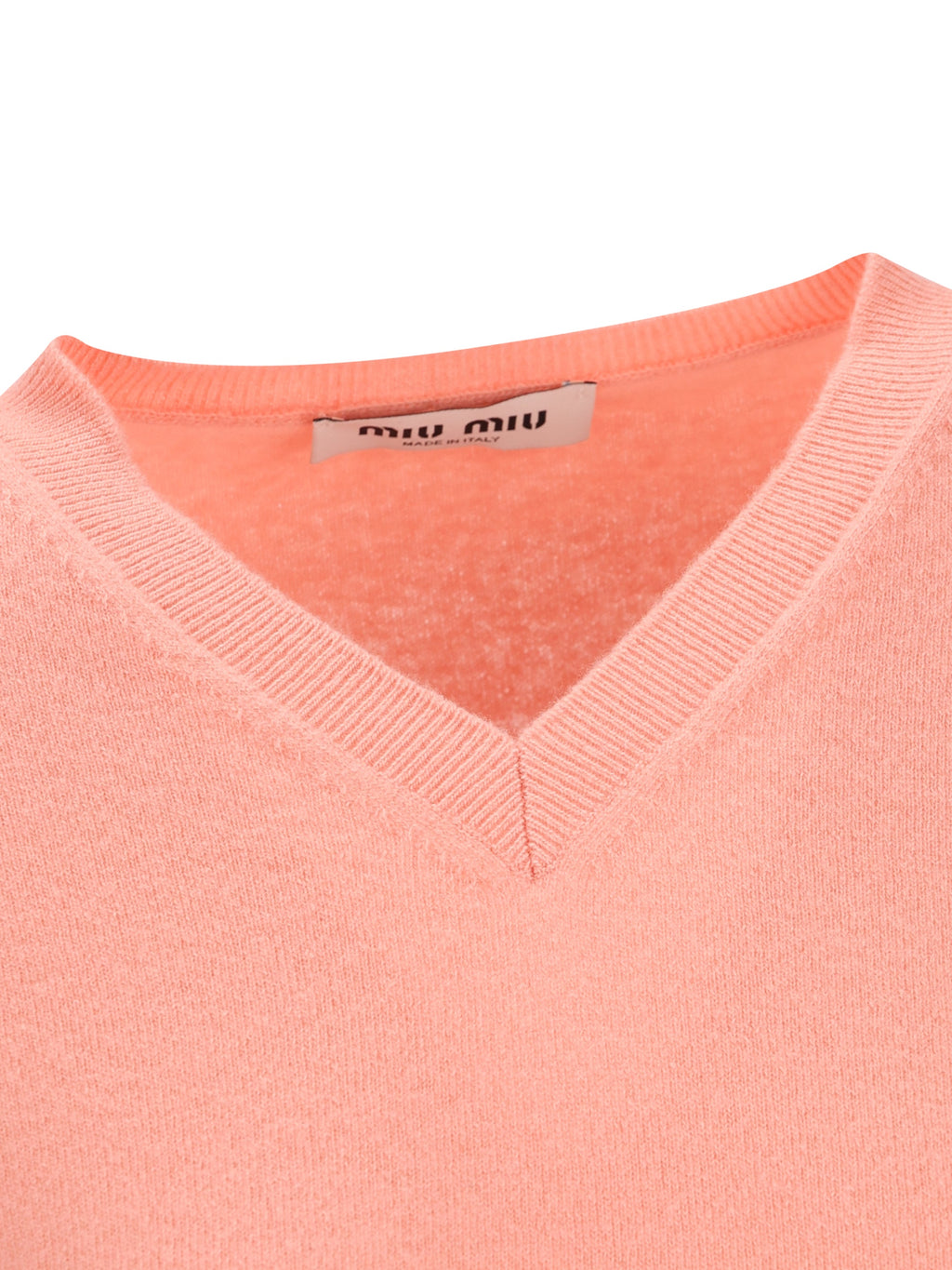 Miu Miu Women's Virgin Wool V-Neck Jumper in Apricot - view 3