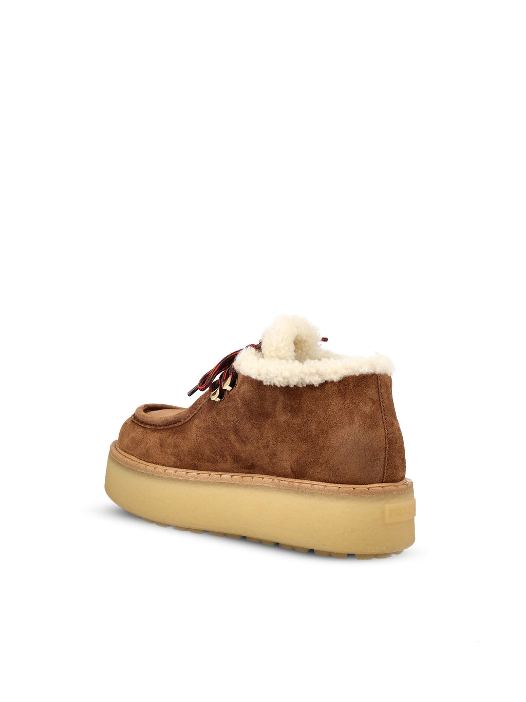 Prada Women's Suede Shearling Boots in Brown - view 3
