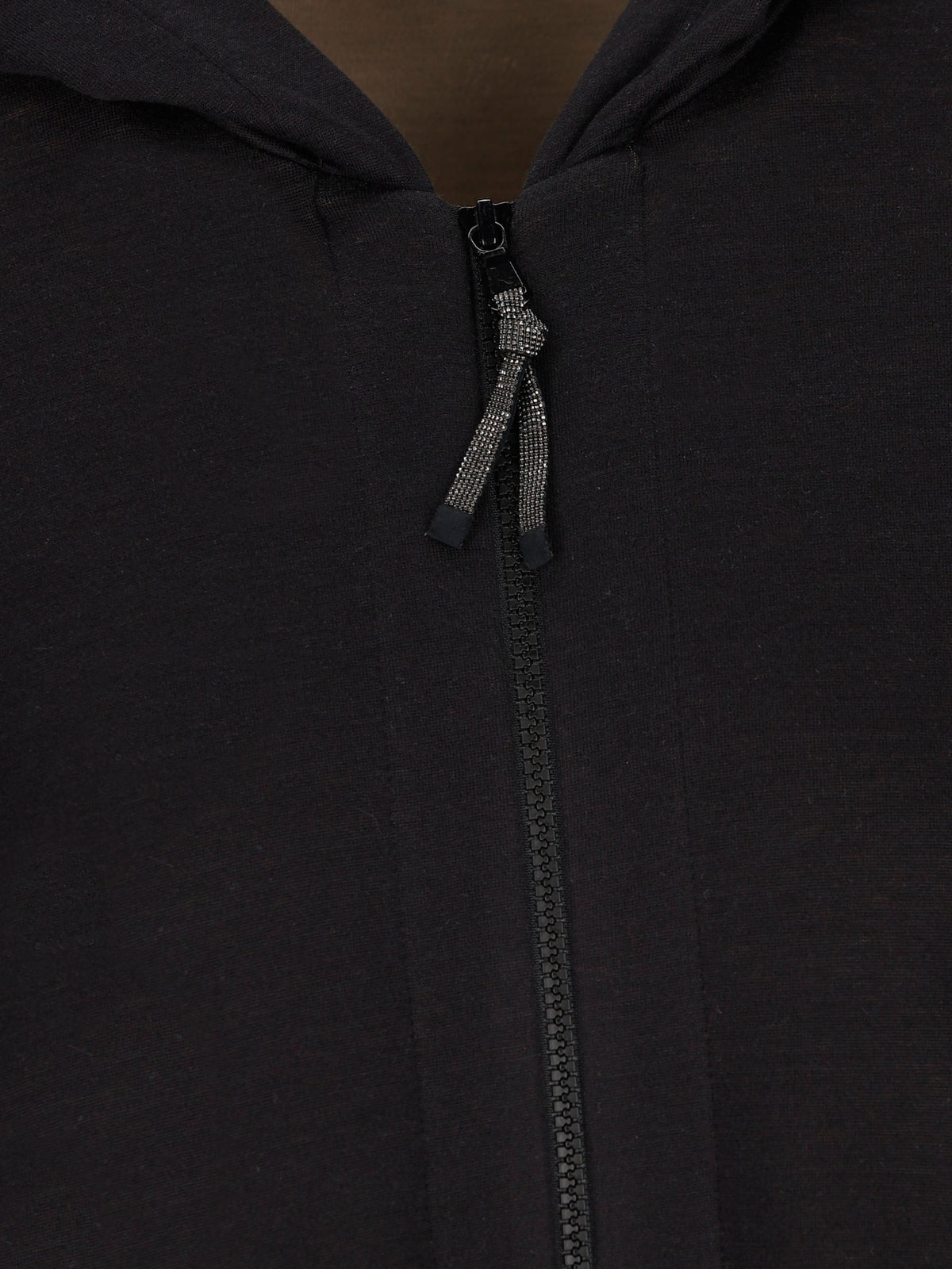 Brunello Cucinelli Women's Cotton Silk Hoodie in Black - view 3
