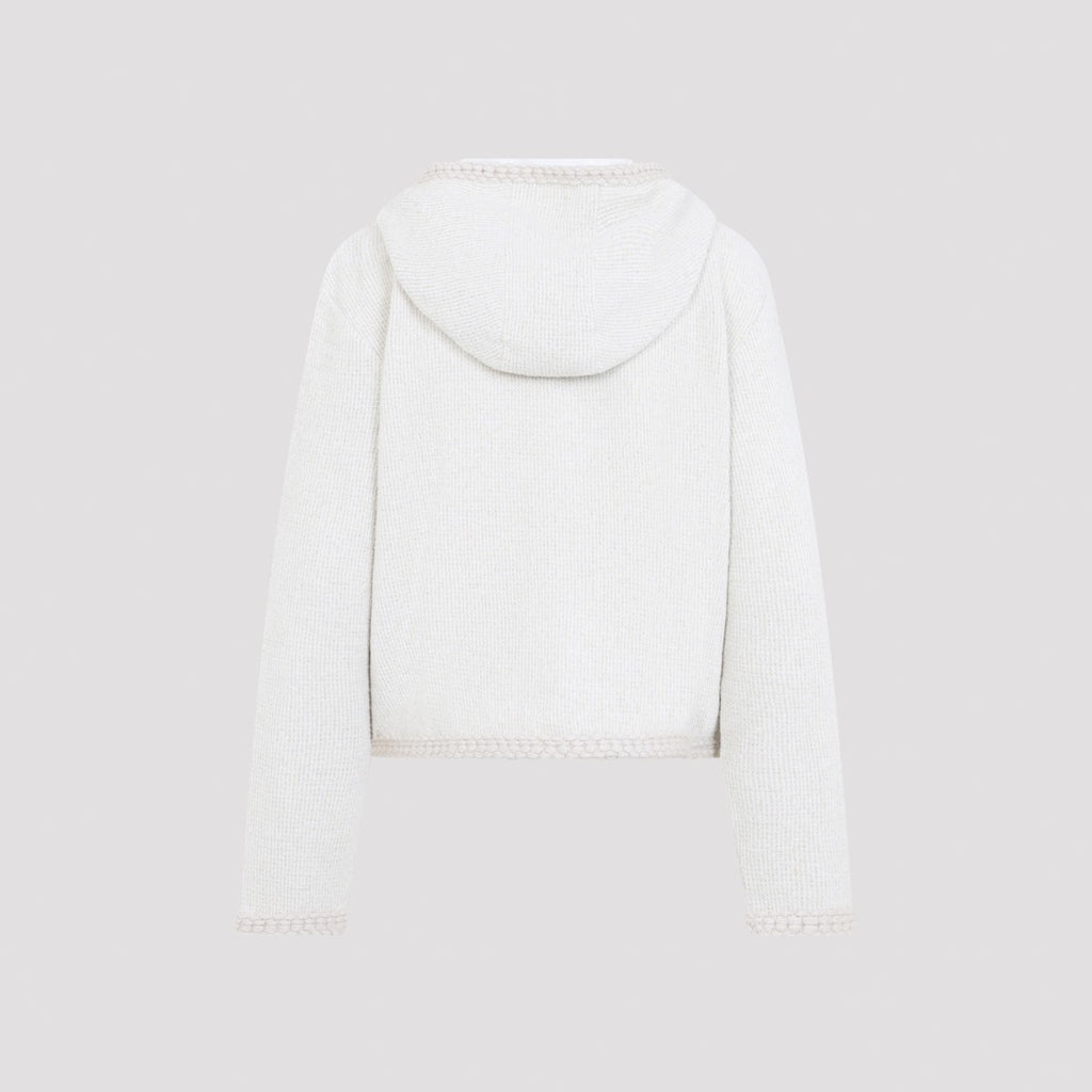 Moncler Women's Wool Blend Zip Cardigan in White