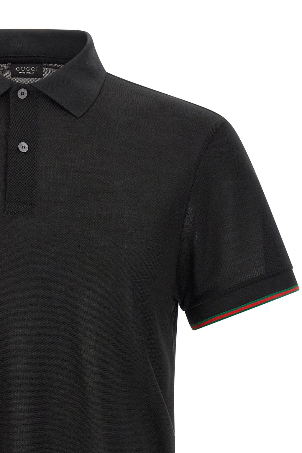 Gucci Men's Web Detail Silk Jersey Polo in Black - image 3